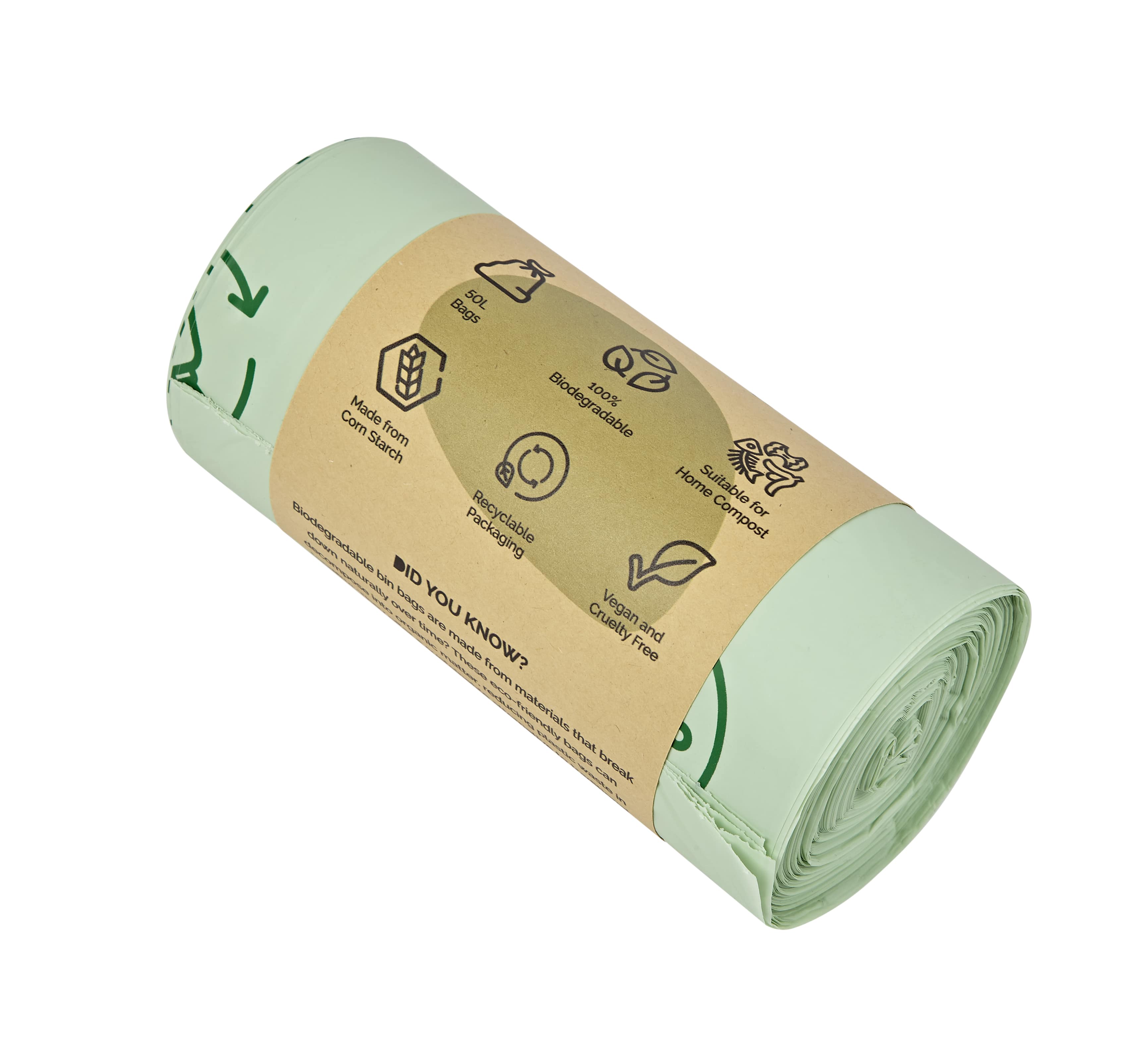 50L Biodegradable Eco Friendly Bin Bags, Eco Waste Disposal - 5 Rolls - Image 4