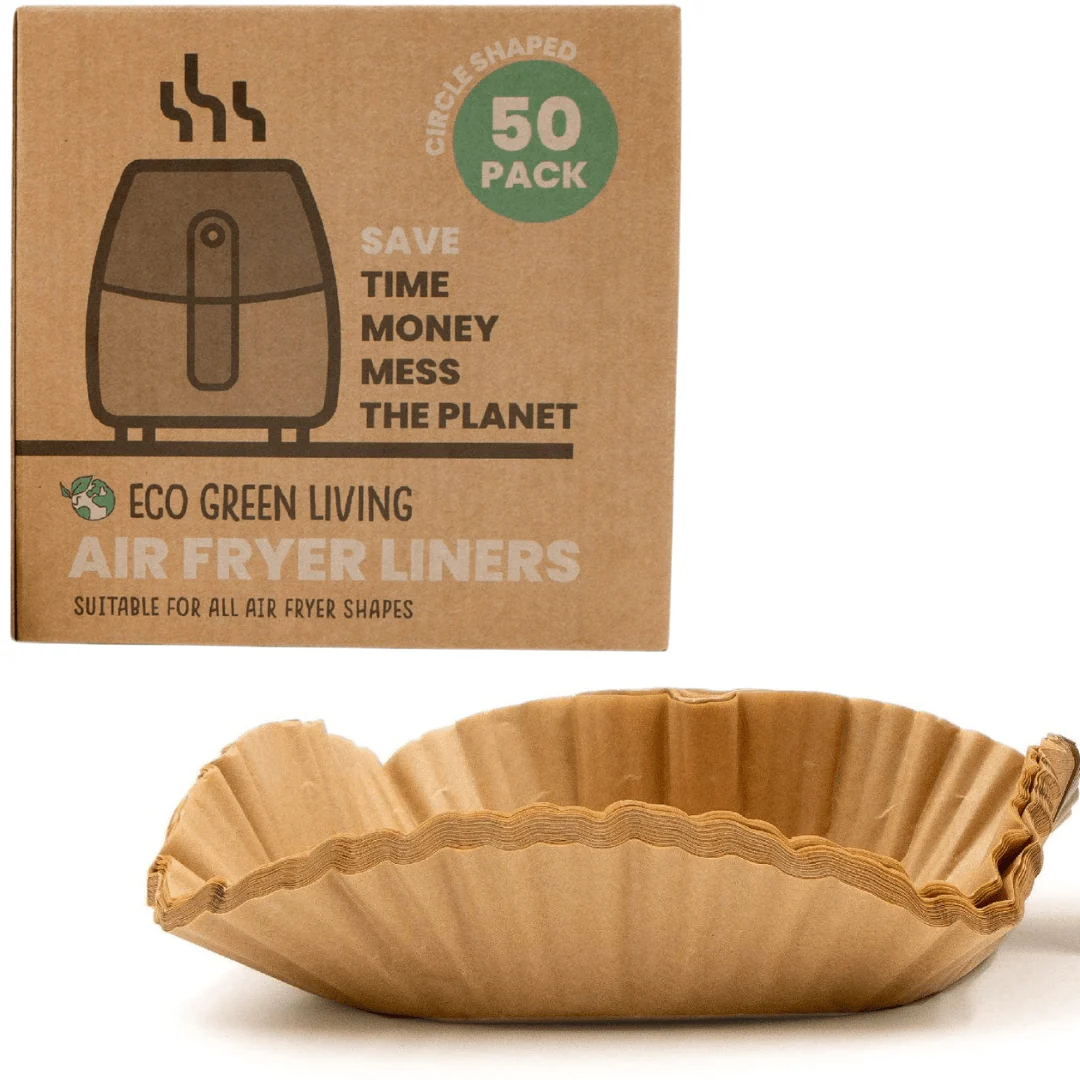 Eco Green Living Compostable Air Fryer Liners 50 Pack – Plastic-Free & Grease-Resistant