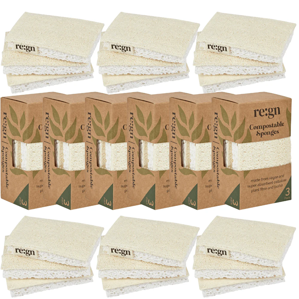 Compostable Eco Friendly Kitchen Sponges - re:gn Plant Fibre Sponges | 18 Sponges - Image 4