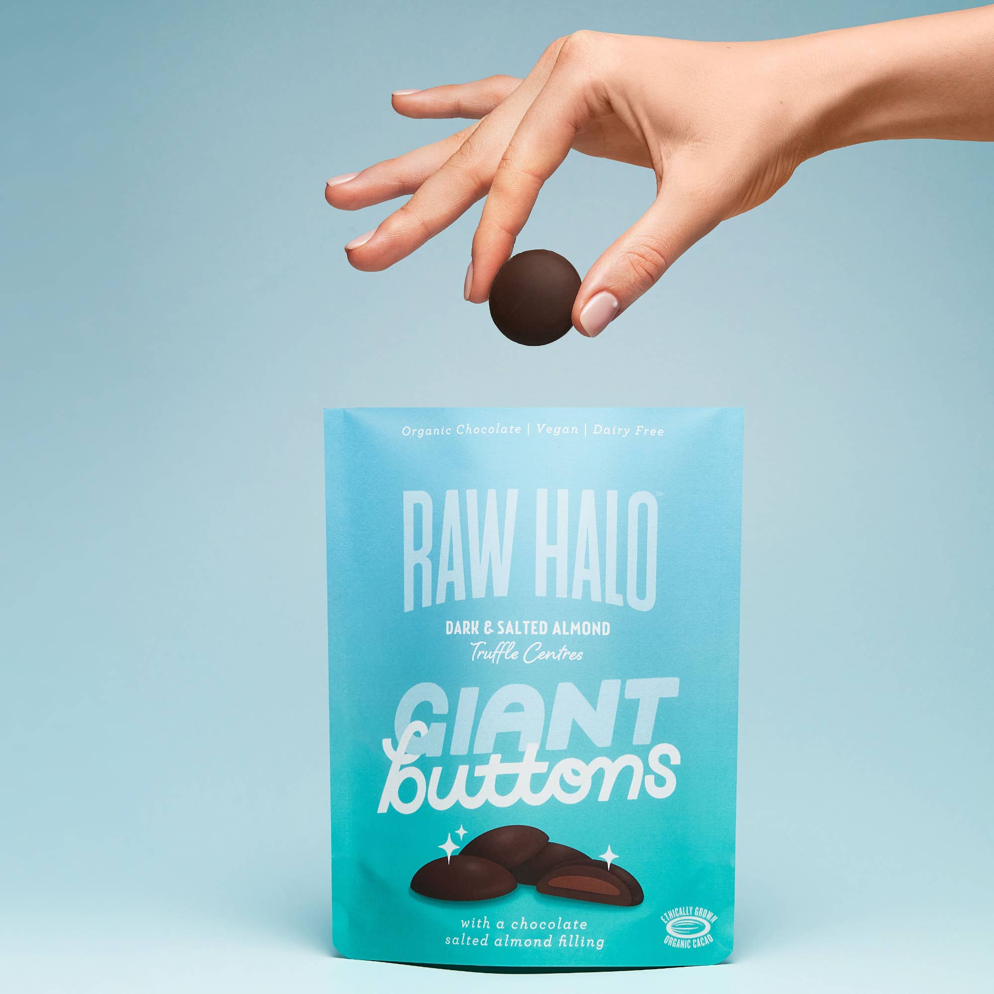 Organic Vegan Salted Almond Truffle Chocolate Buttons 90g - Image 3