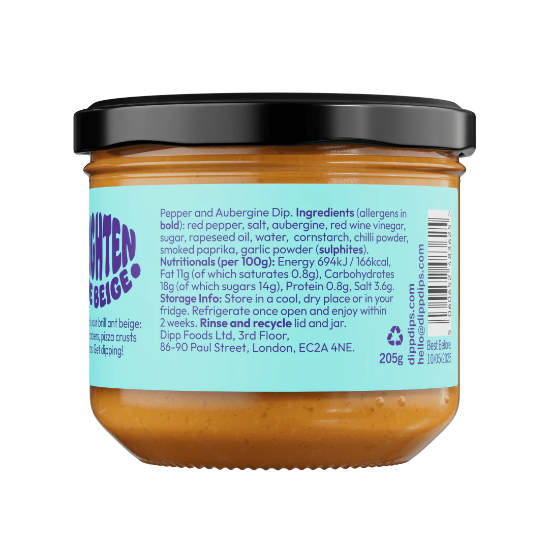 Dipp Red Pepper & Aubergine Dip 350g – Smoky Mediterranean Dip with No Artificial Preservatives - Image 2