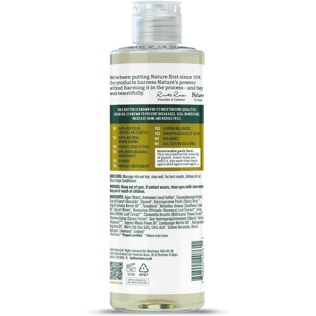 Faith In Nature Shea & Argan Shampoo – 400ml - Image 2