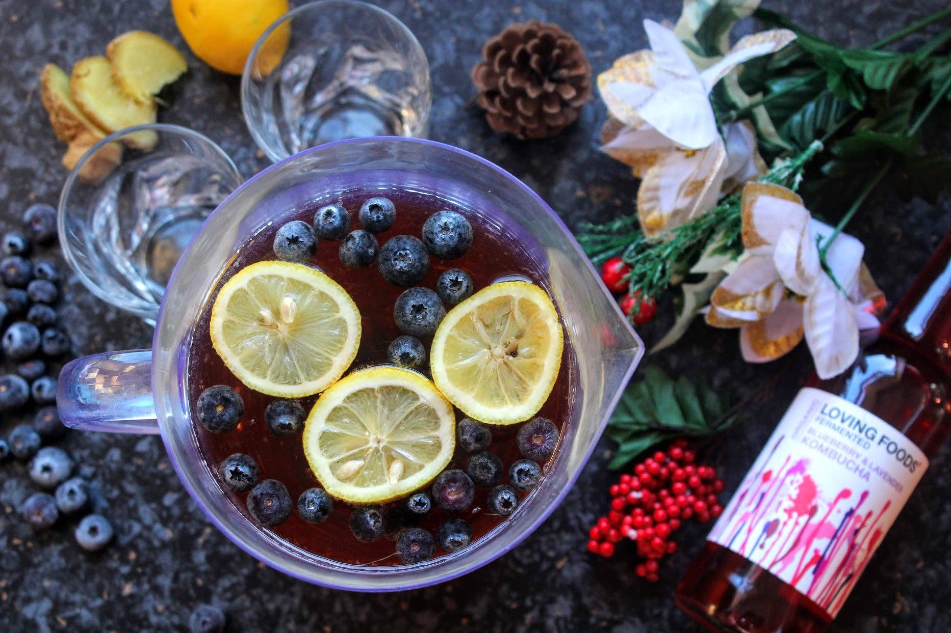Organic Kombucha Blueberry & Lavender – Unpasteurised Fermented Green Tea 330ml - Image 4