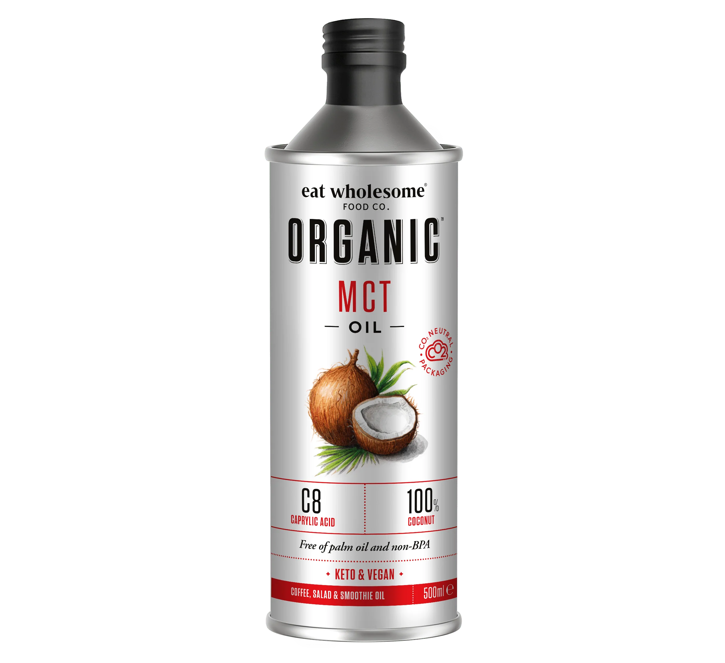 Eat Wholesome Organic MCT Oil 500ml – High C8 Coconut Oil