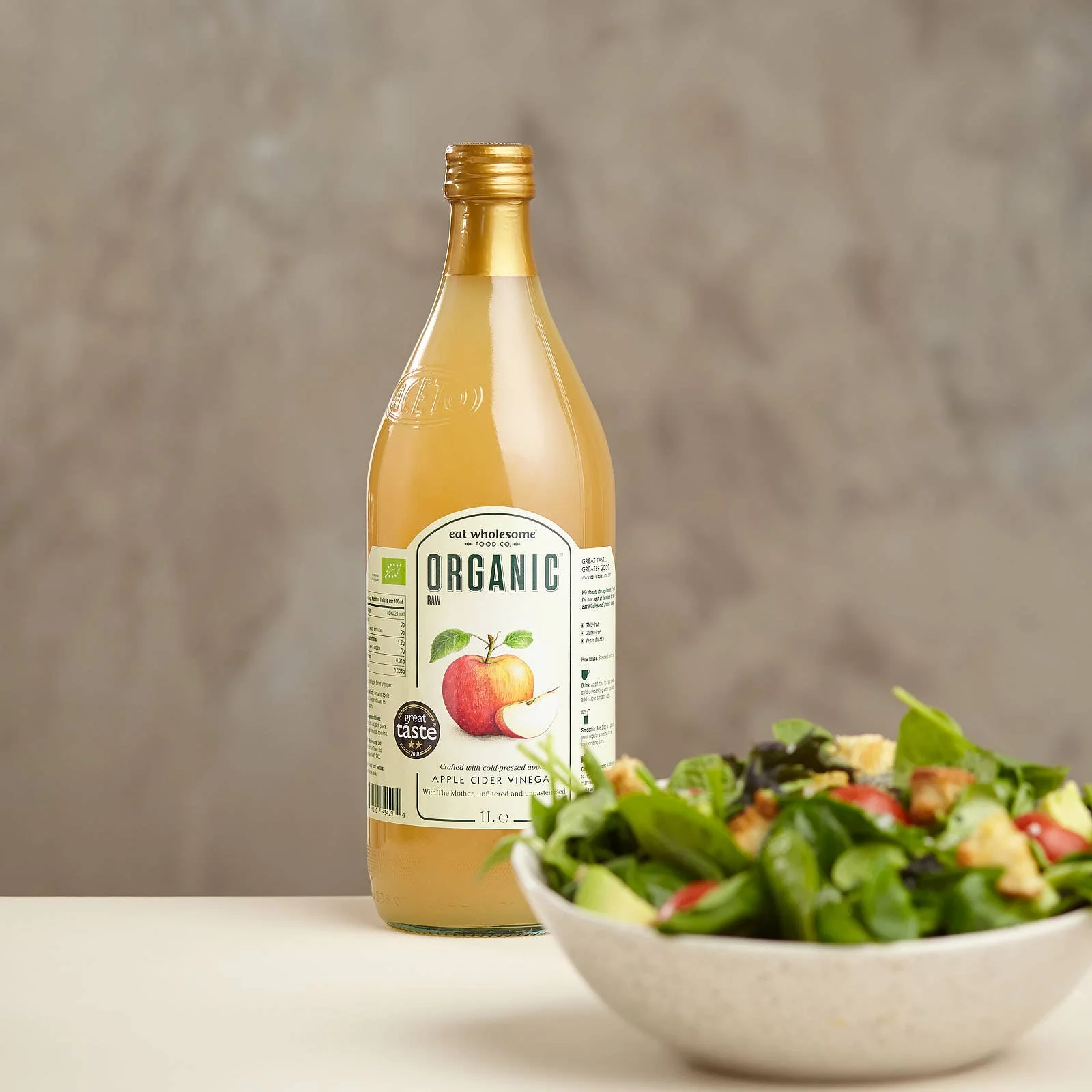 Eat Wholesome Organic Raw Apple Cider Vinegar with Mother 1L – Unfiltered - Image 2