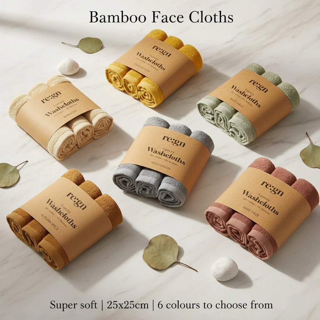 Re:gn Luxury Bamboo Face Cloths - 4 Pack Bundle – 12 Soft Face Cloths - Image 12