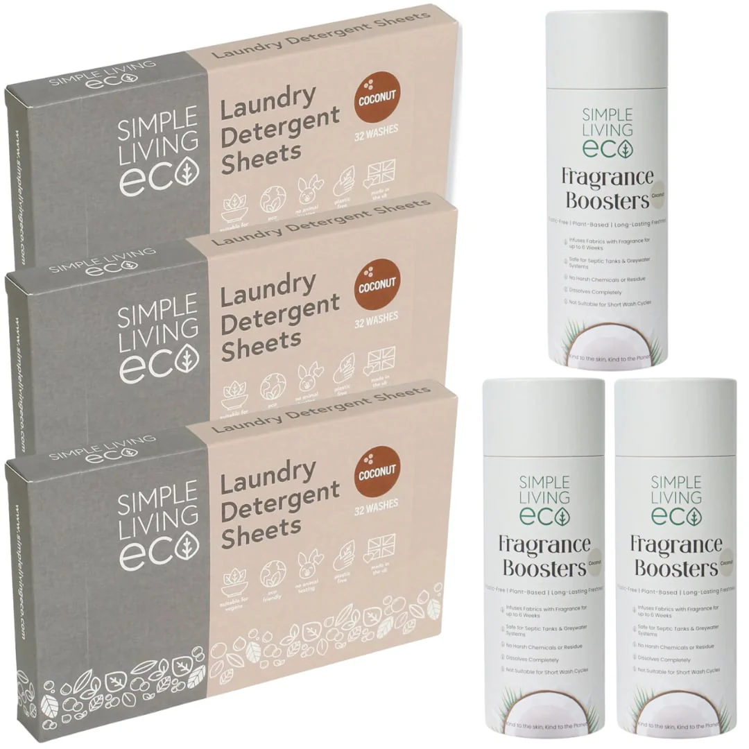 Simple Living Eco Laundry Bundle - 3 Packs of Laundry Sheets & Scent Boosters - Image 3