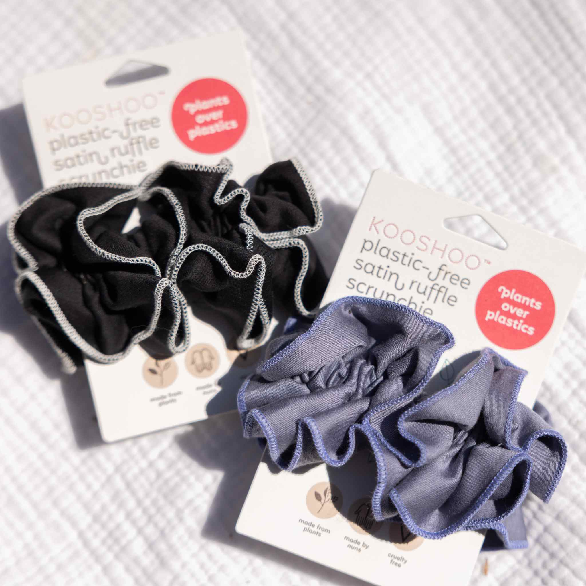Tuxedo Ruffle Scrunchie – Organic Ruched Satin - Image 5