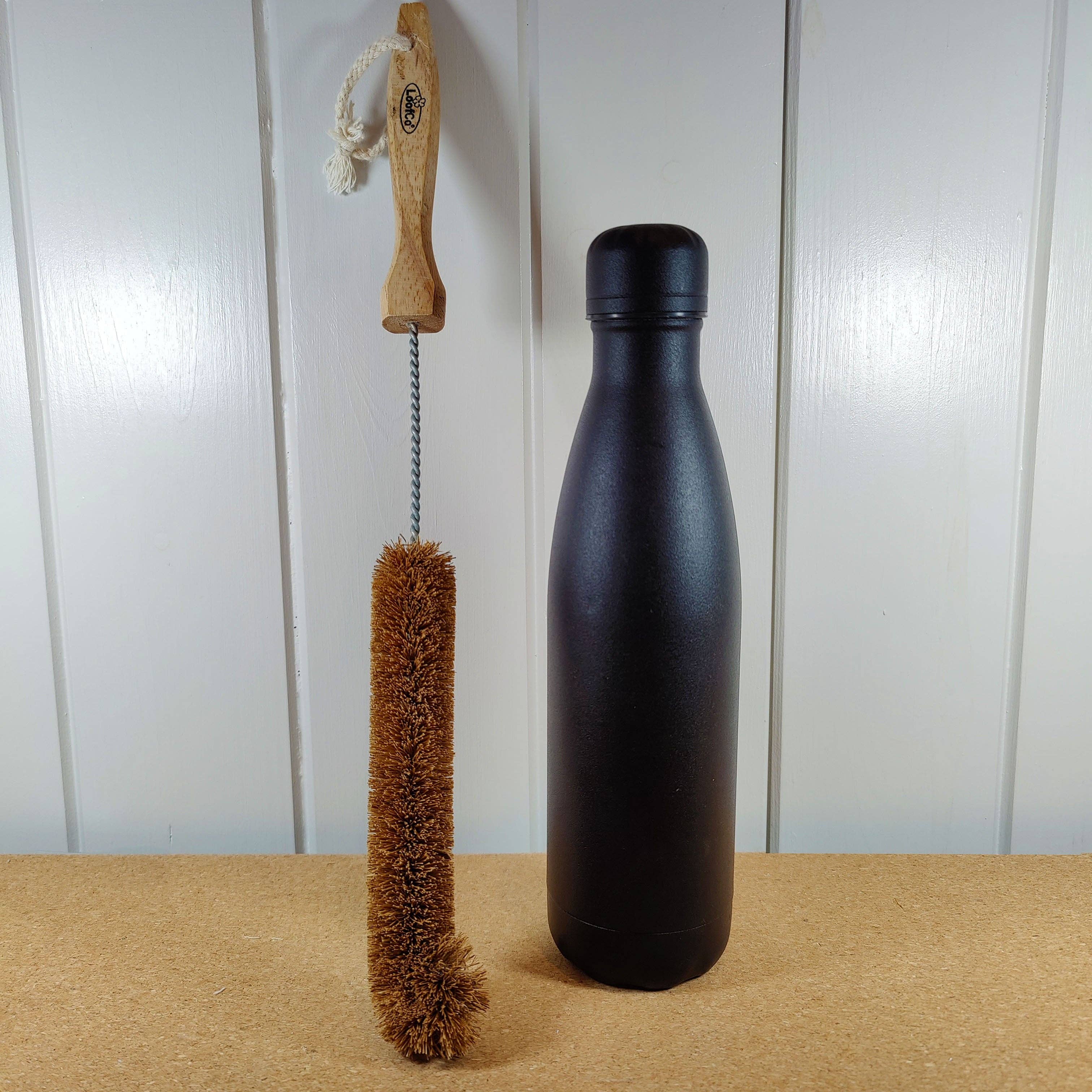 LoofCo Water Bottle Brush – Natural Coconut Coir Fibre with Rubberwood Handle - Image 2