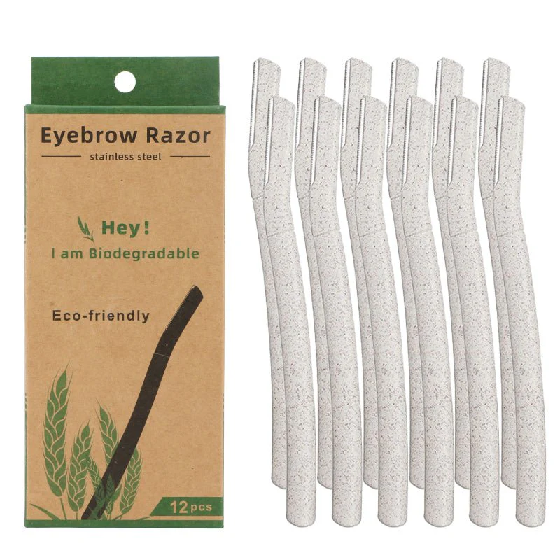 Biodegradable Eco Friendly Eyebrow Razors - Wheat Straw Razor Blades, 12 Pack - Image 2