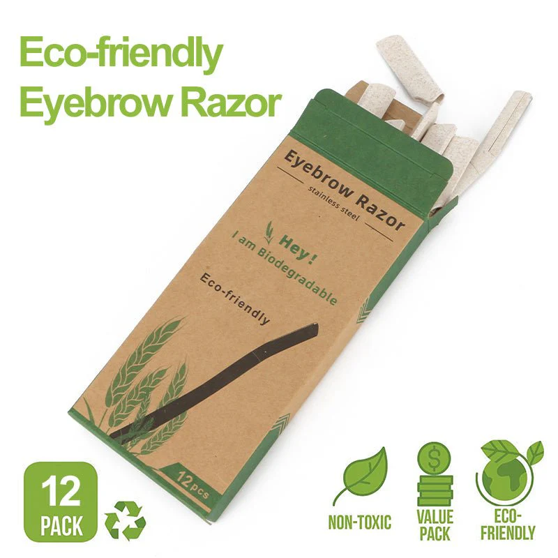 Biodegradable Eco Friendly Eyebrow Razors - Wheat Straw Razor Blades, 12 Pack - Image 3